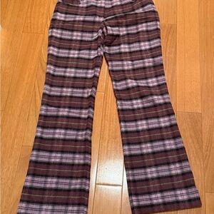 Trina Turk Purple and Black Plaid Fuzzy Trousers